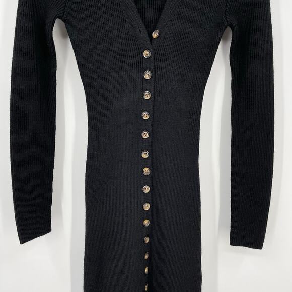 LPA | NWT Kavala Sweater Dress in Black Midi Button Front Knit Cardigan XS - Picture 8 of 16